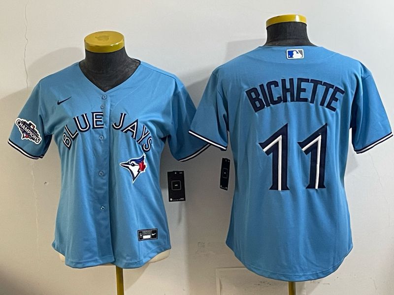 Women 2025 Nike Toronto Blue Jays #11 Bichette Light Blue Game MLB Jersey 04